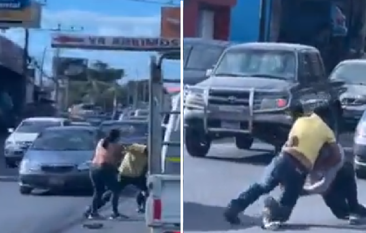 VIDEOS | Hombres se van a los golpes en vía pública en San Miguel