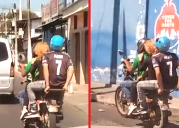 VIDEO | Motociclista arriesga la vida de tres pasajeros, además de cometer una falta muy grave