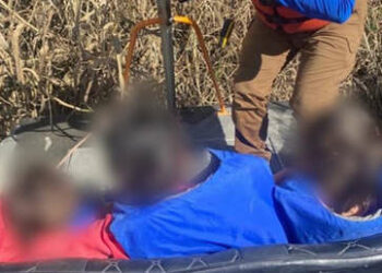 (VIDEO) Agentes de migración mexicanos rescatan a 3 niñas salvadoreñas en un islote del río Bravo