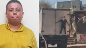 Multan a conductor que arriesgó la vida de otro hombre llevándolo en el exterior de un camión