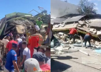 Reportan dos personas atrapadas en edificio derrumbado en República Dominicana