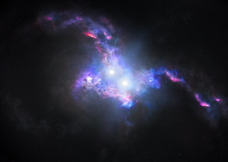 Descubren 2 agujeros negros supermasivos en curso de colisión, dándose un festín en el universo temprano