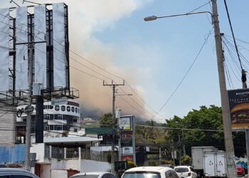 Incendio forestal en el volcán de San Salvador