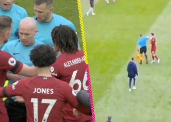 En juego Liverpool Arsenal: Un árbitro asistente le tiró un codazo a un jugador