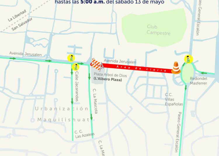 Cerrarán avenida Jerusalén este viernes por la noche