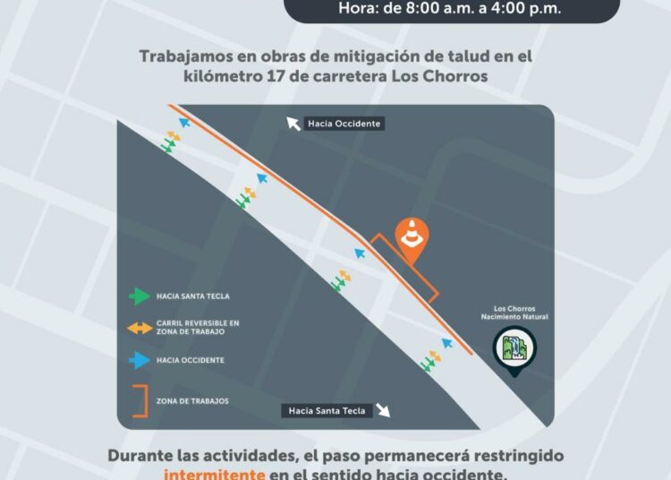 Restringen paso en carretera Los Chorros en sentido hacia occidente
