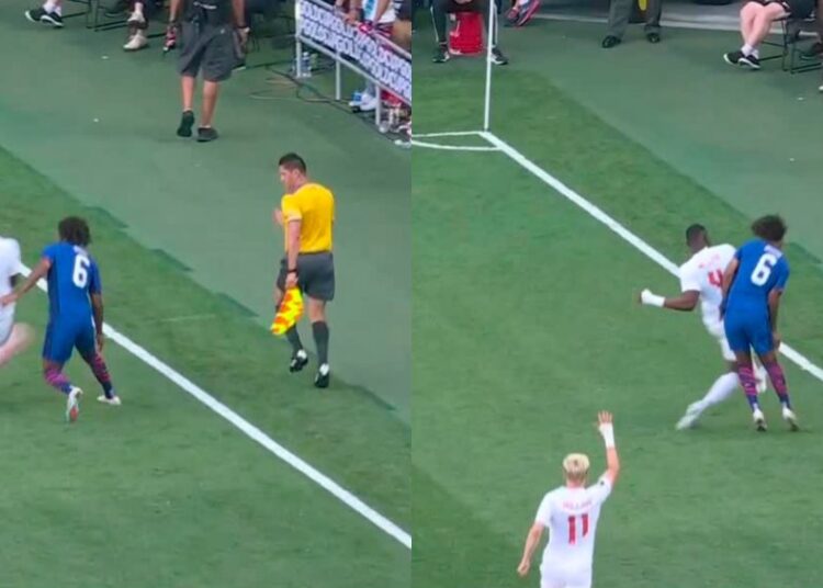 Árbitro mexicano recibe duro golpe en la nariz al inicio del partido de EE.UU vs Canadá y debio ser reemplazado