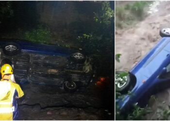 Correntada por tormentas arrastra un vehículo en Quezaltepeque