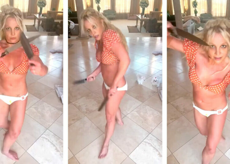 (VIDEO) Britney Spears se mostró bailando con cuchillos