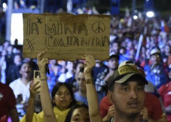 Protestas llegan por mar a la mina a cielo abierto en Panamá