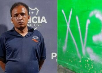 Cámaras captan a marero pintando grafitis alusivos a la pandilla 18 en Prados de Venecia, Soyapango