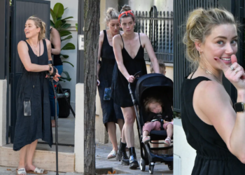 Amber Heard reaparece en muletas, jugando con su hija Oonah en un parque de Madrid