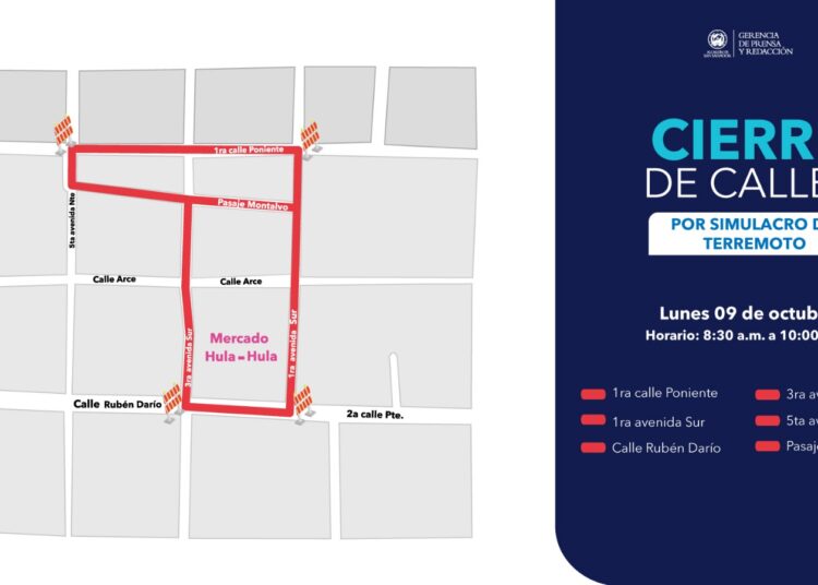 Anuncian cierre de calles en San Salvador por simulacro de terremoto este lunes