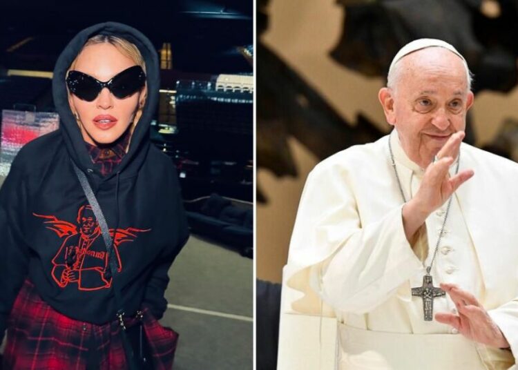 La polémica vestimenta de Madonna en Italia con la imagen del papa Francisco