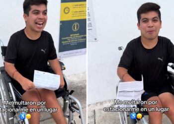 Multan a joven en silla de ruedas por estacionarse en un lugar para personas con discapacidad en Cancún