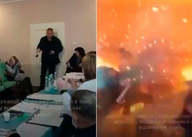 (IMÁGENES FUERTES) Un concejal ucraniano detona varias granadas en el pleno de un ayuntamiento