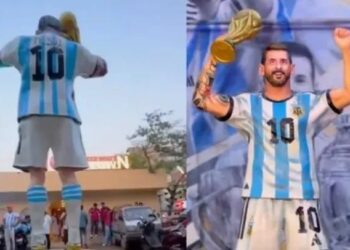 (VIDEO) Hicieron una estatua de Lionel Messi en India, pero el resultado no fue el esperado