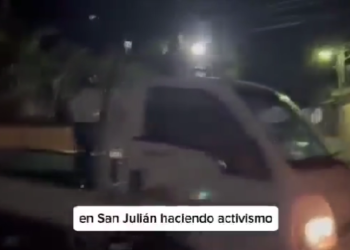 Vehículo de la alcaldía de Izalco, de Nuevas Ideas, fue captado cuando era utilizado para hacer propaganda a favor del PDC