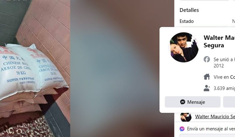 Salvadoreños venden en Marketplace arroz donado por China a $20 y $65 el saco de 50 kilos