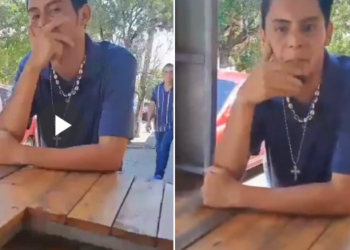 Graban a marero exigiendo «renta» a una comerciante
