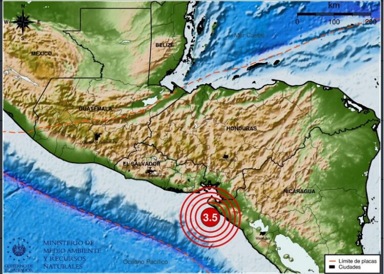 Reportan sismo 3.5 en zona del golfo de Fonseca
