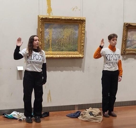 Tiran sopa al cuadro Le Printemps del Museo de Bellas Artes de Lyon