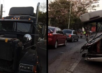 Varios lesionados deja choque entre una rastra y microbús de la ruta 138