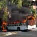 Incendio destruye buseta de ruta 5 cerca del puente de La Málaga, en San Salvador