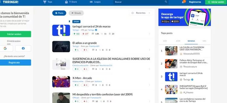 Taringa cierra operaciones este Domingo de Ramos