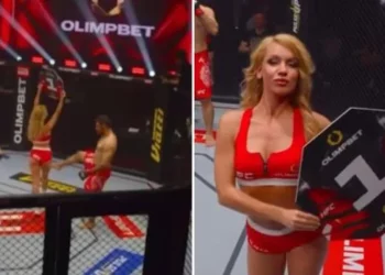 (VIDEO) Sancionaron de por vida a un luchador iraní de MMA por agredir a una “girl-ring” durante un combate en Rusia