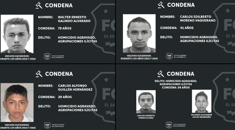 Fiscalía condena a más de 50 años de prisión a pandilleros de Cabañas