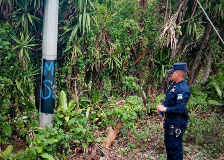 Pandilleros pintan grafitis en Jujutla, Ahuachapán