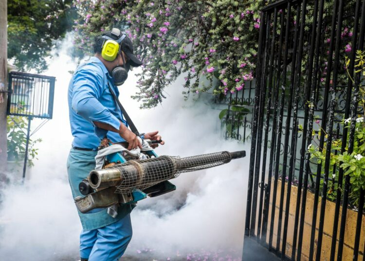 Personal de Salud fumiga viviendas en Ahuachapán para evitar la proliferación del zancudo transmisor del dengue