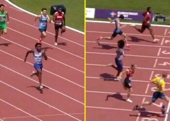 (VIDEO) El británico Jake Odey-Jordan ganaba con comodidad en la prueba de los 200 metros, se relajó en la recta final y terminó cuarto