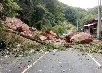 Lluvias causan derrumbe en carretera Troncal del Norte