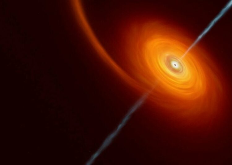 Agujero negro emite chorro récord de 23 millones de años luz