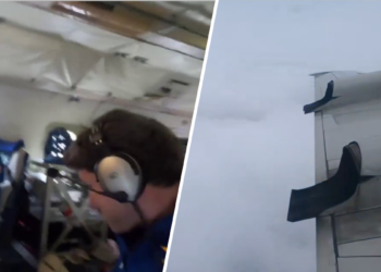 El impactante video del «agitado vuelo» del avión ‘Miss Piggy’ atravesando el huracán Milton para recolectar datos