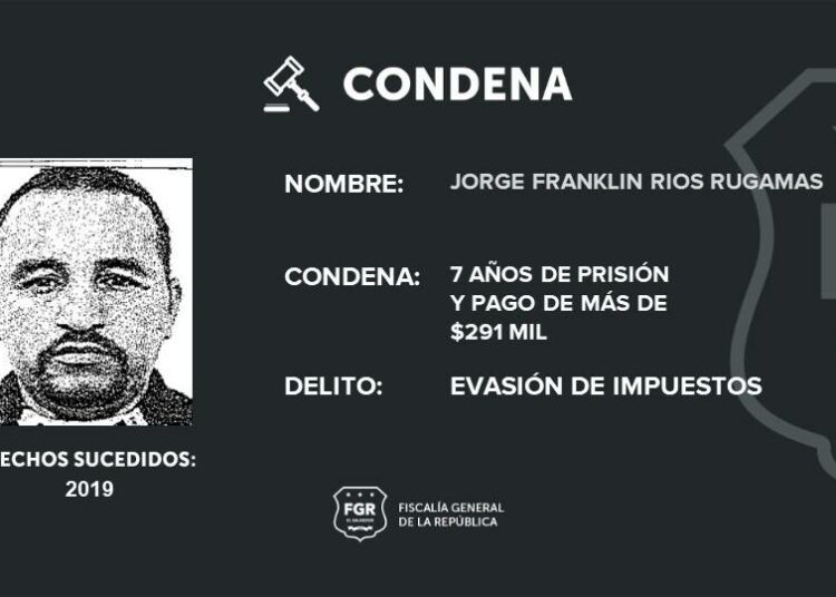 Evasor de impuestos deberá devolver $300 mil al Estado Salvadoreño y pasará 7 años en prisión