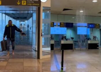 (VIDEOS) El aeropuerto de Barcelona amanece inundado mientras continúa el temporal en España