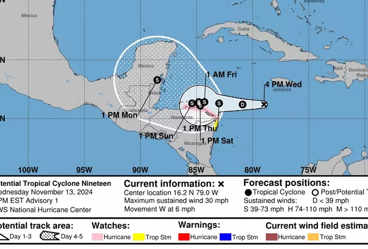 Temporada de huracanes: se forma el potencial ciclón 19 en el mar Caribe y se convertirá en la tormenta tropical “Sara”