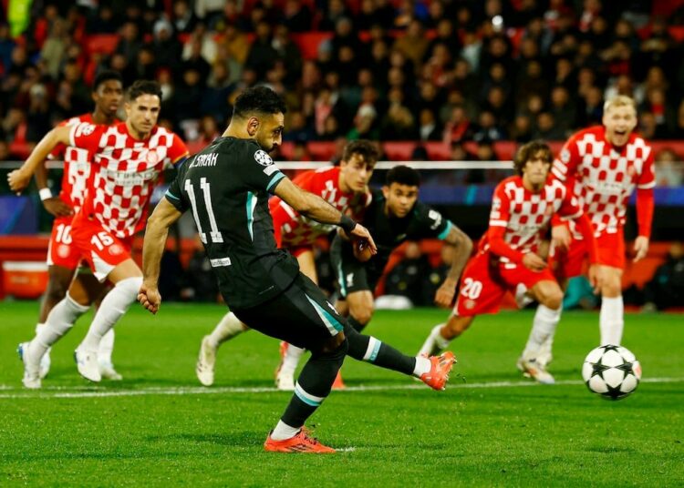 Mohamed Salah le da la victoria al cuadro de Luis Díaz y terminan el 2024 como líderes de la Liga de Campeones