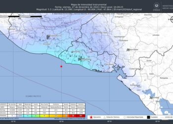Sismo de 5.3 sacude El Salvador, con epicentro frente a las costas de Sonsonate