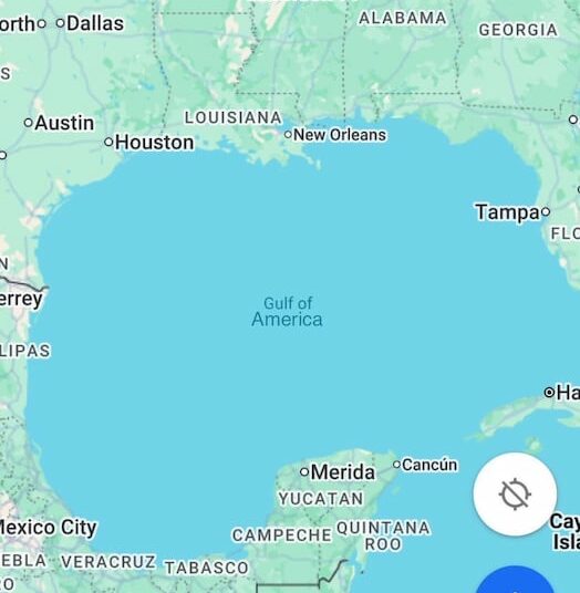 Google Maps actualizó el nombre del Golfo de México por el de Golfo de América, así lo verá cada región