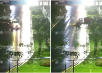 Queda en video como un camión pierde el control en Bulevar Los Próceres