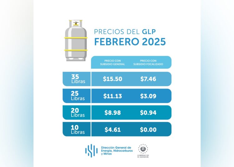 Subsidio al gas licuado se mantiene estable para el mes de febrero