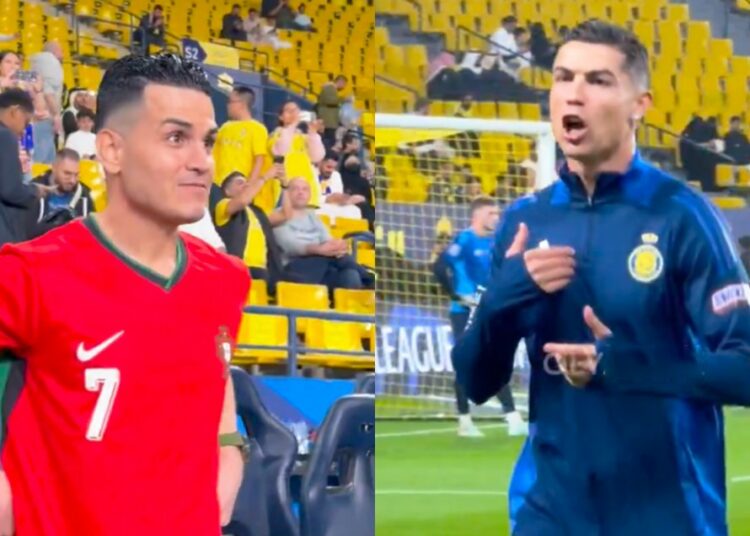 La reacción de Cristiano Ronaldo al encontrarse con su “doble” en el estadio de Al Nassr