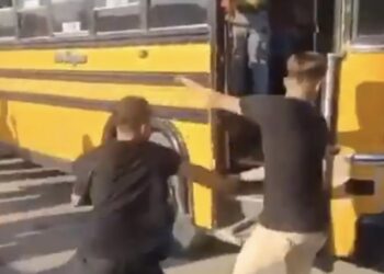 Ayudantes de bus se lían a golpes en la vía pública