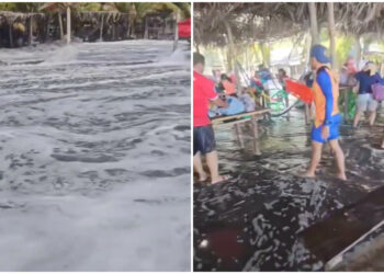 Fuerte marejada sorprende a turistas en playa Garita Palmera, Ahuachapán