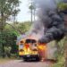 Autobús que se dirigía a celebración se prende en llamas, en Honduras