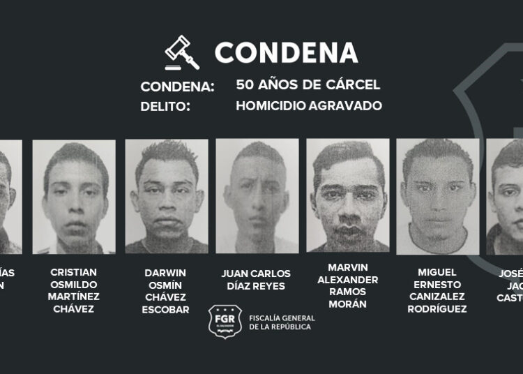 Siete pandilleros de la MS condenados a 50 años de prisión por asesinato en Ahuachapán